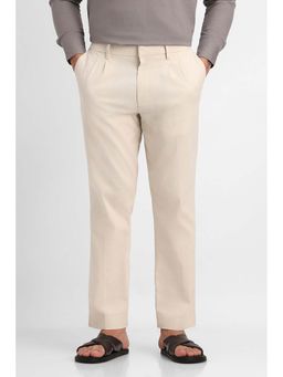 Snitch - Beige Solid Regular Casual Trouser