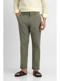 Snitch - Olive Solid Regular Casual Trouser