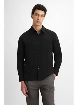 Snitch - Black Solid Full Sleeves Regular Formal Shirt