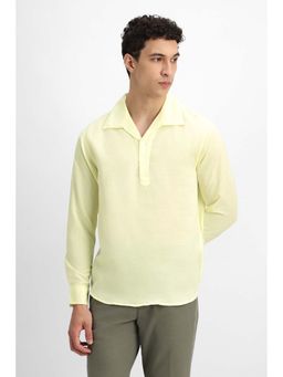 Snitch - Light Yellow Solid Full Sleeves Regular Casual Shirt
