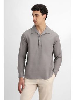 Snitch - Grey Solid Full Sleeves Regular Casual Shirt