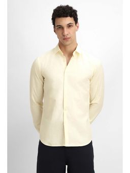 Snitch - Yellow Textured Full Sleeves Slim Formal Shirt