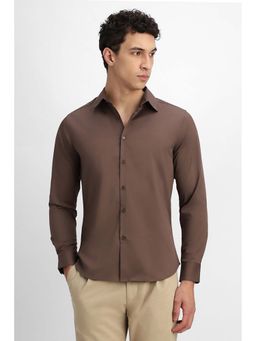 Snitch - Brown Solid Full Sleeves Slim Formal Shirt
