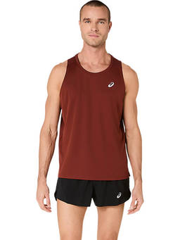 ASICS - Silver Singlet Maroon Tank