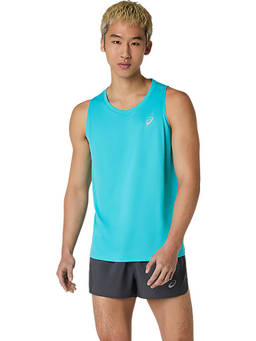 ASICS - Silver Singlet Blue Tank