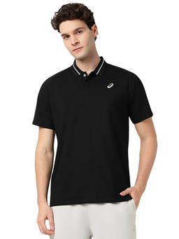 ASICS - Collar Detail Black Polo T-Shirt