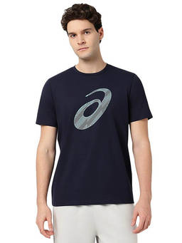 ASICS - Stripe Pattern Spiral Ss Navy Blue T-Shirt