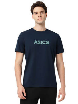 ASICS - Linear Text Ss Navy Blue T-Shirt