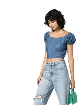 ONLY - Women Blue Solid Casual Top