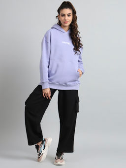 Griffel - Women Oversized Fit Front Logo Cotton Fleece Lavender Hoodie and Trackpants (Set of 2)