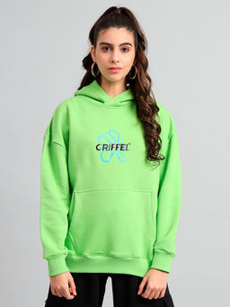 Griffel - Womens Parrot No One Saves You Oversized Fleece Hooded Sweatshirt
