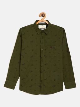 CRIMSOUNE CLUB - Boys Olive Printed Shirt