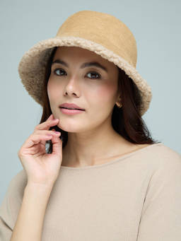 Twenty Dresses by Nykaa Fashion - Light Beige Solid Winter Bucket Hat For Women