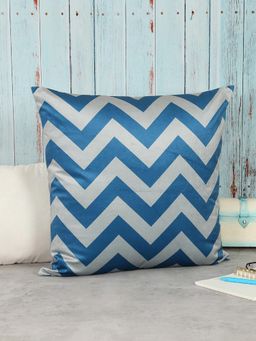 India Circus by Krsnaa Mehta - Cerulean Chevron Blended Velvet Cushion Cover