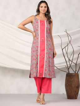 Gillori - Palash Cotton Pink Kurta with Pant (Set of 2)