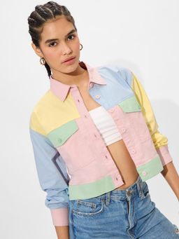 The Souled Store - Coloublock Cropped Shirts