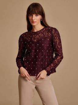 Kazo - Kinsley Embellished Top Wine