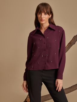 Kazo - Zoe Embellished Shirt Wine