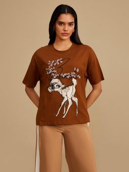 Kazo - Disney Bambi Printed T-Shirt Rust