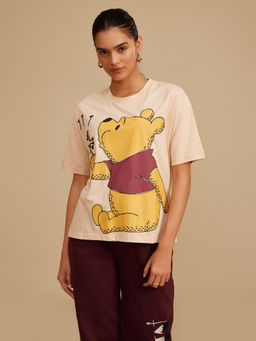Kazo - Disney Winnie The Pooh Sequined T-Shirt Beige