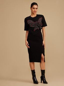 Kazo - Disney Minnie Bow Heat Stud T-Shirt Black