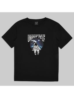 CAVIO - Boys Black Round Neck Half Sleeve Casual T-shirt