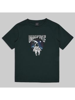 CAVIO - Boys Green Round Neck Half Sleeve Casual T-shirt