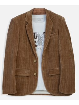 CHARCHIT - Boys Khaki Regular Fit Textured Blazer & T-shirt