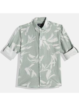 CHARCHIT - Boys Green Printed Full Sleeves Casual Shirt