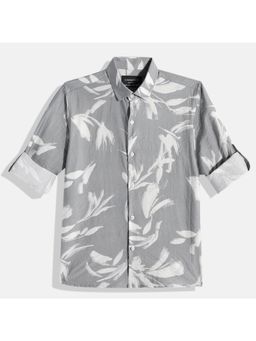 CHARCHIT - Boys Grey Printed Full Sleeves Casual Shirt