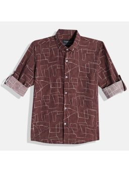 CHARCHIT - Boys Purple Printed Full Sleeves Casual Shirt