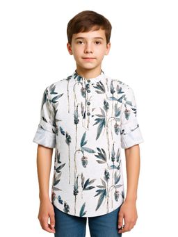 CHARCHIT - Boys Blue Full Sleeves Floral Printed Shirt