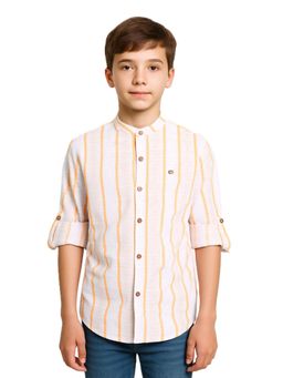 CHARCHIT - Boys Orange Full Sleeves Striped Shirt