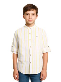 CHARCHIT - Boys Yellow Full Sleeves Striped Shirt
