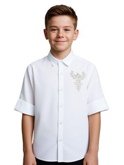 CHARCHIT - Boys White Full Sleeves Embellished Shirt