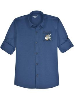 CHARCHIT - Boys Blue Full Sleeves Graphic Printed Shirt