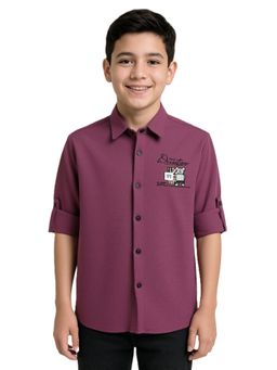 CHARCHIT - Boys Purple Full Sleeves Graphic Printed Shirt