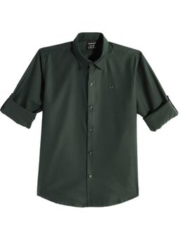 CHARCHIT - Boys Green Full Sleeves Solid Shirt