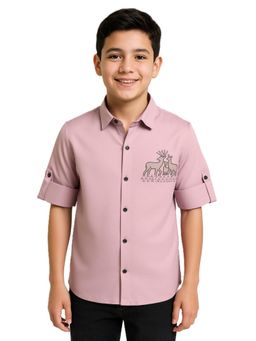 CHARCHIT - Boys Lavender Full Sleeves Embellished Solid Shirt