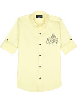 CHARCHIT - Boys Yellow Full Sleeves Embellished Solid Shirt