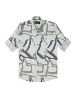 CAVIO - Boys Grey Full Sleeves Printed Casual Shirt