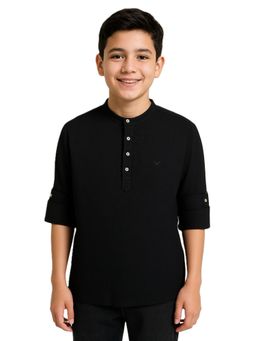 CAVIO - Boys Black Full Sleeves Solid Shirt