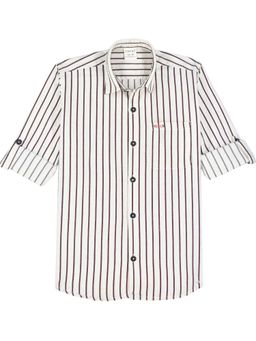 CAVIO - Boys Maroon Full Sleeves Striped Shirt