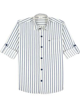 CAVIO - Boys Navy Blue Full Sleeves Striped Shirt