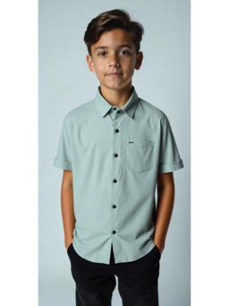 CAVIO - Boys Blue Regular Fit Solid Causal Half Sleeve Shirt
