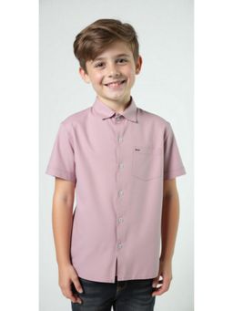 CAVIO - Boys Pink Regular Fit Solid Causal Half Sleeve Shirt