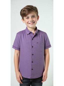 CAVIO - Boys Purple Regular Fit Solid Causal Half Sleeve Shirt