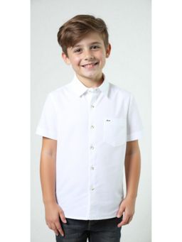 CAVIO - Boys White Regular Fit Solid Causal Half Sleeve Shirt