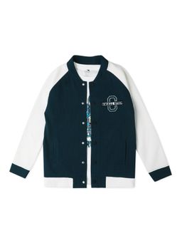 CAVIO - Boys Teal Full Sleeves Colorblock Jacket & T-shirt