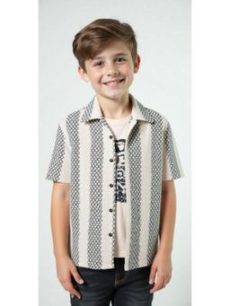 CAVIO - Boys Black Half Sleeves Self Design Casual Shirt & T-shirt